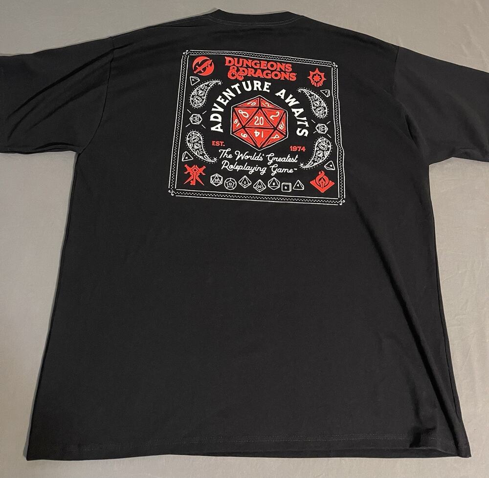 Dungeons & Dragons Adventure Awaits D20 Bandana T-Shirt Black 2XL Excellent